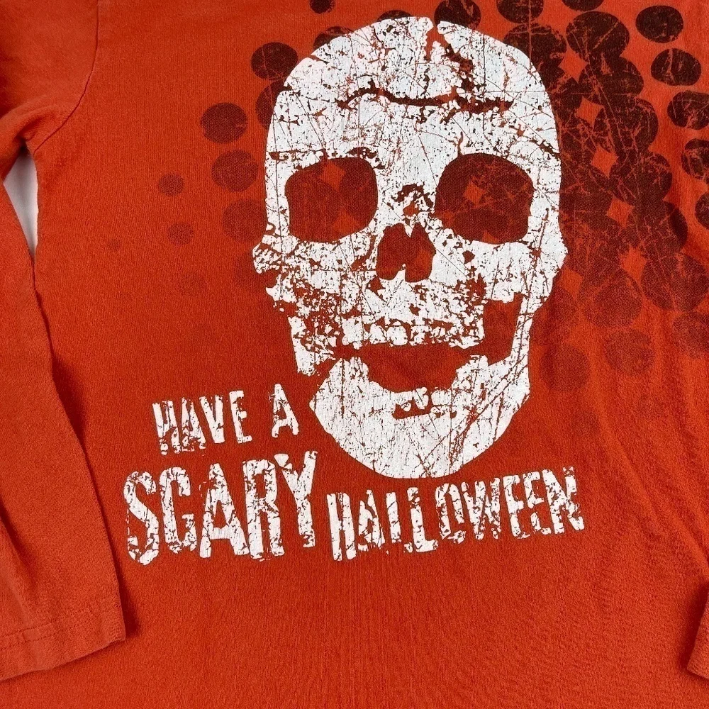 Childrens Place Tshirt Boys Large 10/12 Orange Halloween